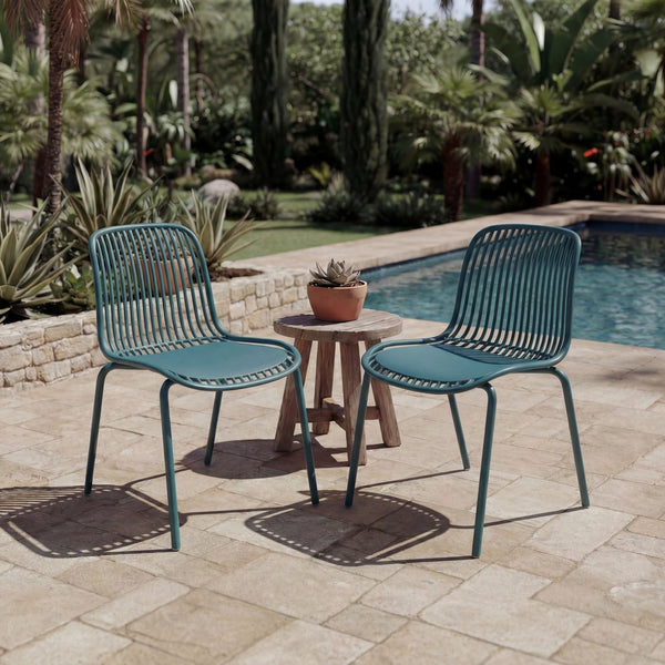 English Elm Eldred Outdoor Stackable Dining Chairs Set of 2 Uv Resistant Patio Seating Sky Blue N776P390471B
