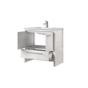 English Elm White Bath Vanity With Cultured Marble Top & Chrome Faucet - Elegant Storage Solution For Your Bathroom B2731P259379-GIGA