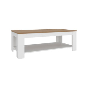 English Elm Bazine Two-tone Coffee Table with Open Shelf for Modern Scandinavian Living Rooms B092P439921
