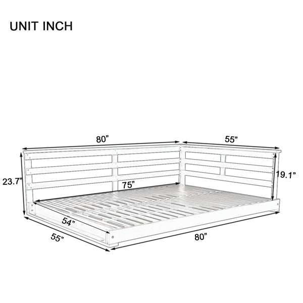English Elm TOPMAX Acacia Wood Porch Swing Bed with 96" Hemp Ropes, Open-Side Minimalist Patio Lounger, 350lb Capacity Black N717P265860B