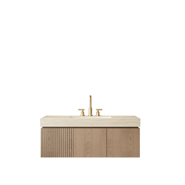 English Elm Muri Floating Bathroom Vanity Woodgrain Plywood Cabinet with Stone Top Basin W2615S00616