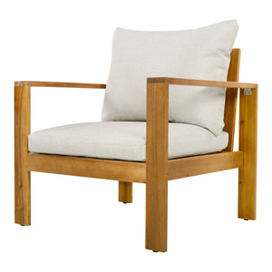English Elm Outdoor Acacia Wood 4 Piece Sectional Set with Sofa Chair Ottoman and Table N757S454830B
