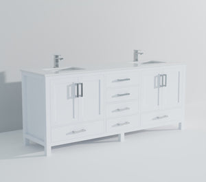 English Elm White Double Bath Vanity With Cultured Marble Top, Chrome Faucet & Ample Storage For Modern Spaces B2731P259149-GIGA