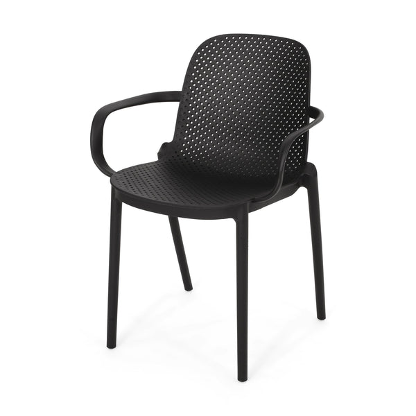 English Elm Christopher Knight Home® - GARDENIA Weather-Resistant Outdoor Dining Chair with Perforated Modern Design and Durable Polypropylene Frame Black 33.5 L x 23.5 W x 23.5 H 68521.00BLK