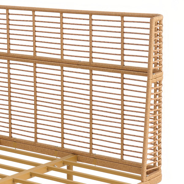 English Elm Christopher Knight Home® - King Gorgeous Sleek Grid PE Wicker Bed with High Wing Back, Metal Frame Support, Breathable Rattan Elegance N758P294450N