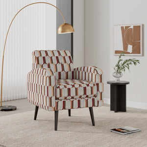 English Elm Darien Geometric Prism Upholstered Accent Armchair with Solid Wood Legs for Small Spaces Red B127P495073