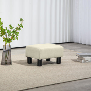 English Elm Homcom Compact Linen Ottoman Foot Rest - Versatile Beige Cube For Small Spaces, Stylish & Functional W2225P217639