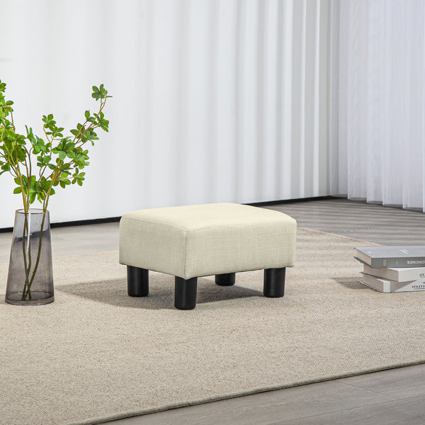 English Elm Homcom Compact Linen Ottoman Foot Rest - Versatile Beige Cube For Small Spaces, Stylish & Functional W2225P217639