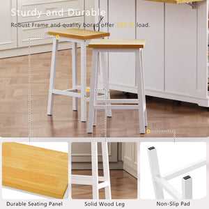 English Elm 48inch Kitchen Island Set with Bar Stools Drop Leaf Built in Power Station Mdf Storage White N707S003015W