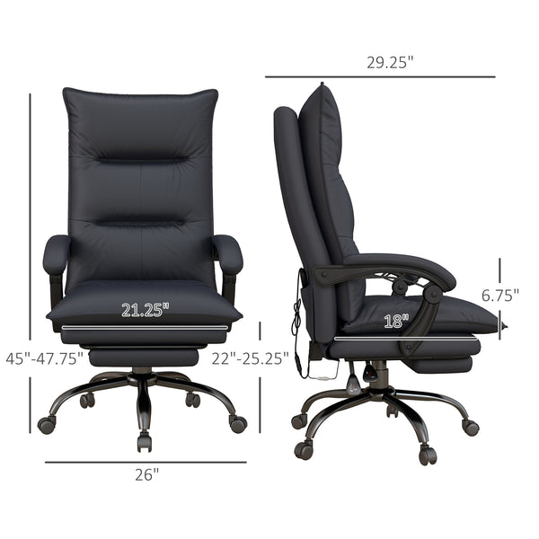 English Elm High-end Massage Reclining Office Chair Microfiber High Back with Heated Lumbar Support T3971P409065