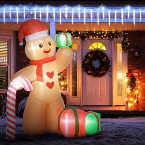 English Elm Outsunny 8Ft Inflatable Gingerbread Man – Giant Holiday Decoration With Led Lights For Yard Joy! W2225P249967-GIGA