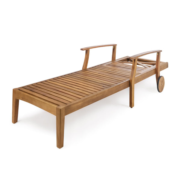 English Elm Christopher Knight Home® - PERLA Teak Acacia Chaise Lounge with Wheels – Outdoor Patio Wood Recliner, Mix‑and‑Match Cushions, Single/Set Options 61724.00WTC