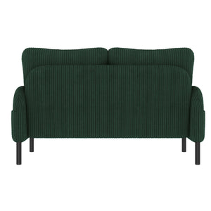 English Elm United We Win Corduroy Two Seat Sofa with Lumbar Support and Built in Storage Pockets Emerald W1568P386169