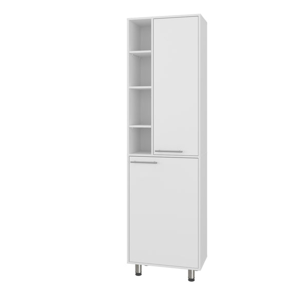 English Elm Kitchen Tall Pantry 80.3" H White Engineered Wood, 9 Shelves, 2 Drawers, Slim Freestanding Storage B097P395877