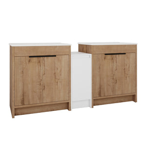 English Elm 72 Inch Freestanding Bathroom Vanity With Ceramic Sink, Soft-Close Doors, And Ample Storage Space W999S00323