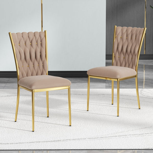 English Elm Modern Velvet Dining Chairs Set of 2 with Gold Legs Curved Back Foam Cushion W210P376368