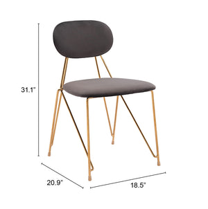 Georges Dining Chair - Set of 2 Gray & Gold 109661 Zuo Modern