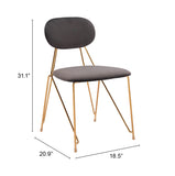 Georges Dining Chair - Set of 2 Gray & Gold 109661 Zuo Modern