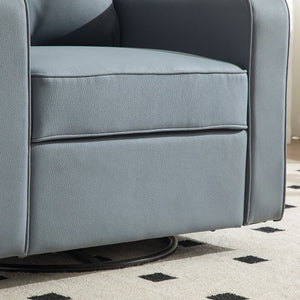 English Elm 33.6''w Swivel Club Chair Tech Cloth Upholstery Hidden Storage Square Accent Seat Blue W3098S00049
