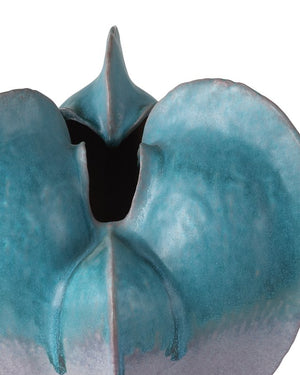 Currey & Company Free-form Blue Vase - Hand-thrown Porcelain With Unique Seed Pod Shape, Turquoise Glaze Finish Blue Porcelain 1200-0997-currey-company