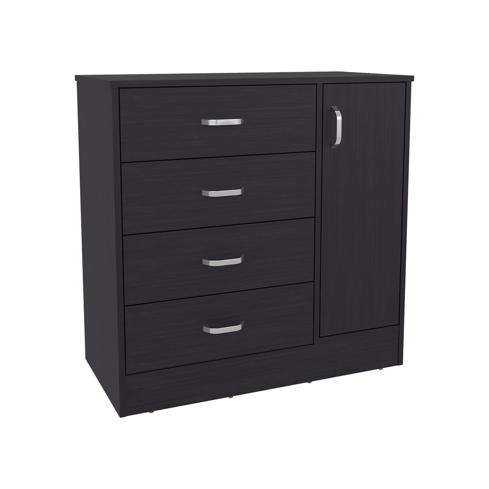 English Elm Katie Four Drawer One Door Dresser in Dark Kronos Wengue — Space-Saving Modern Organizer with Smooth-Glide Storage B070P337104