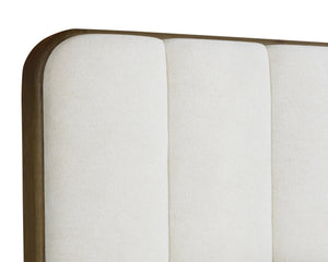 Sunpan Jamille Bed - Plush Eclipse White Upholstered Design with Solid Oak Frame and Extra Thick Headboard Queen