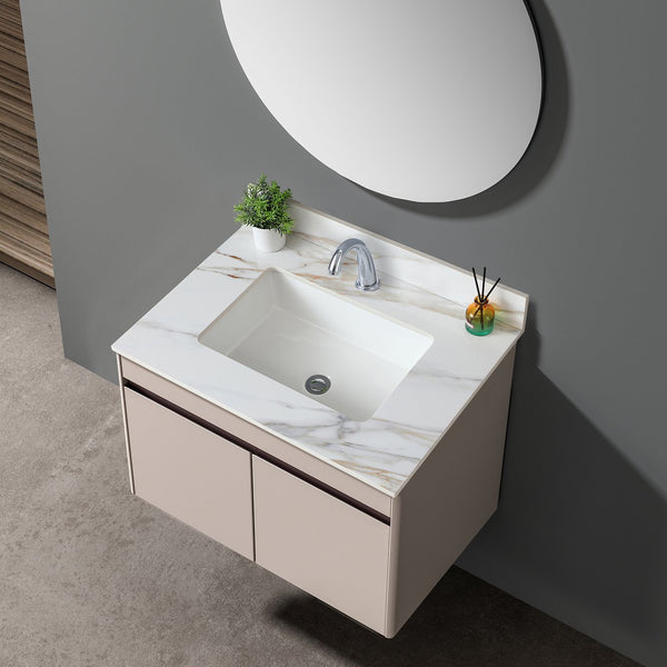 English Elm 31 Inch Marble Vanity Top With Undermount Sink, 4" Backsplash, Easy-Care Carrara Finish For Luxury W2699P192439