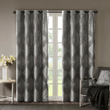 SunSmart Bentley Modern/Contemporary Ogee Knitted Jacquard Total Blackout Curtain Panel SS40-0064 Charcoal