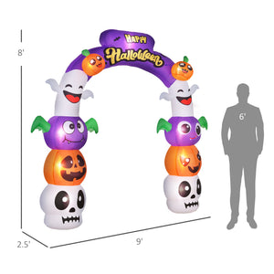 English Elm Inflatable Halloween Archway with Led Lit Pumpkins Ghosts Bats and Spooky Yard Decor T3971P382514