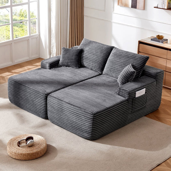 English Elm 75"cloud Double Chaise Sectional Plush Fabric Sofa Deep Seat Modern Living Room W3975S00058
