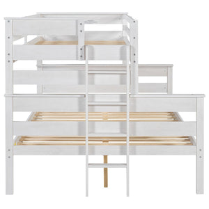 English Elm Wood Twin Xl Over Queen Bunk Bed With Ladder - Stylish Space-Saving Design For Kids & Guests! GX000446AAK-1-GIGA