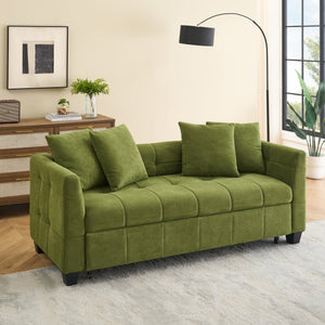 English Elm 77.9-inch cloud velvet 3-seater sofa bed with pull-out sleeper, sturdy wood frame, high-density foam comfort Green W1278S00075