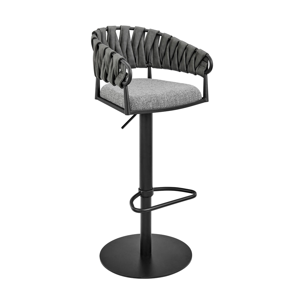 English Elm Blaise Swivel Barstool Adjustable Gas Lift Counter Seat Gray Fabric Black Metal Frame B2736P464827