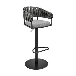 English Elm Blaise Swivel Barstool Adjustable Gas Lift Counter Seat Gray Fabric Black Metal Frame B2736P464827