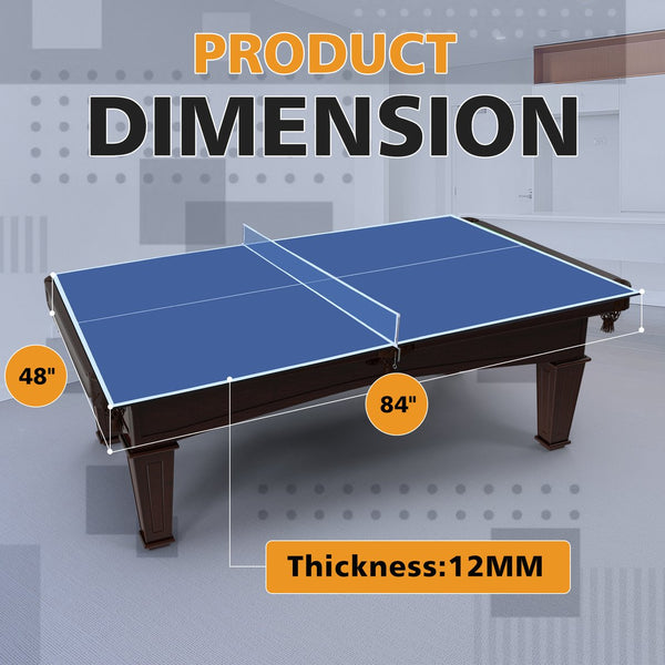 English Elm 7*4ft Foldable Ping Pong Conversion Top Mdf Surface with Net for Game Rooms Blue W1408P293379