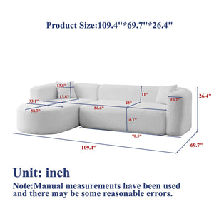 English Elm [video]109.4" Chenille Cloud Sectional Sofa Curved Low Profile L-shape for Living Room W3505S00052