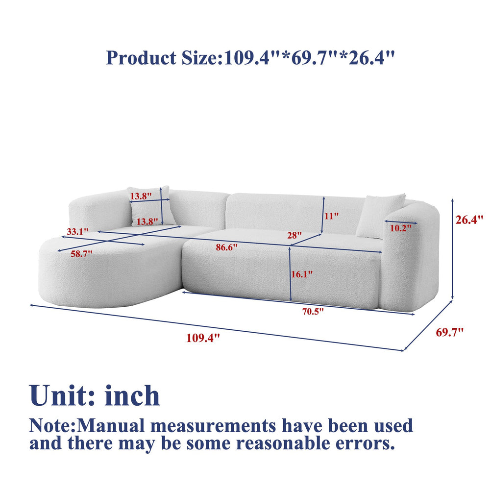 English Elm [video]109.4" Chenille Cloud Sectional Modular L-shape Sofa with Foam Cushion Support W3505S00050