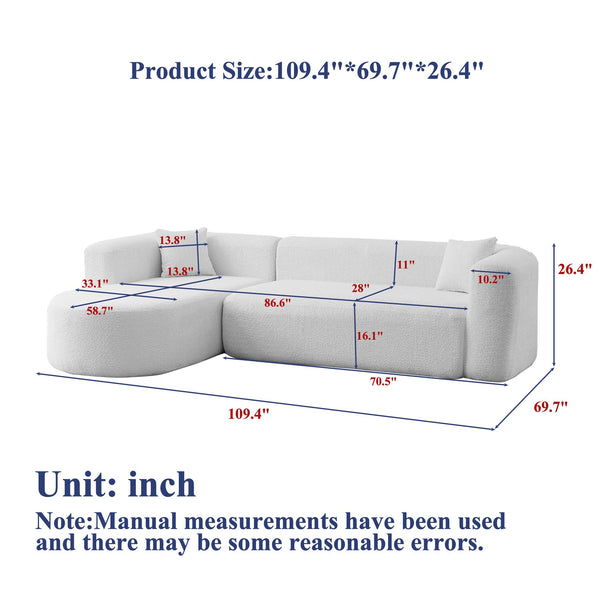 English Elm [video]109.4" Chenille Cloud Sectional Modular L-shape Sofa with Foam Cushion Support W3505S00050