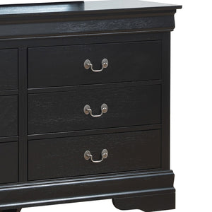 English Elm Elegant Black Traditional Dresser with Spacious Drawers, Timeless Finish, 33"H x 57"W x 16"D, No Assembly Required B078108121