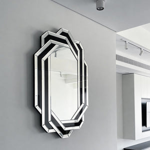 English Elm Decorative Crystal Crush Diamond Wall Mirror Glam Faceted Glass Statement Piece W3836P409959