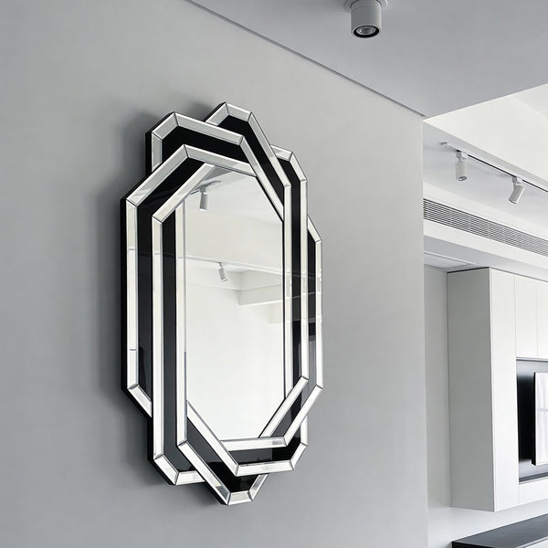 English Elm Decorative Crystal Crush Diamond Wall Mirror Glam Faceted Glass Statement Piece W3836P409959