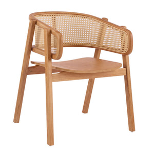 English Elm Rattan Mesh Back Rubberwood Arm Dining Chairs Bohemian Coastal Natural Set of 2 N772P415449N