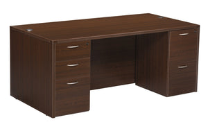 OSP Home Furnishings Napa Executive Office Desk with Dual Pedestals Engineered Wood Storage for Home Workspaces 71"X35" Espresso NAPESP-TYP2