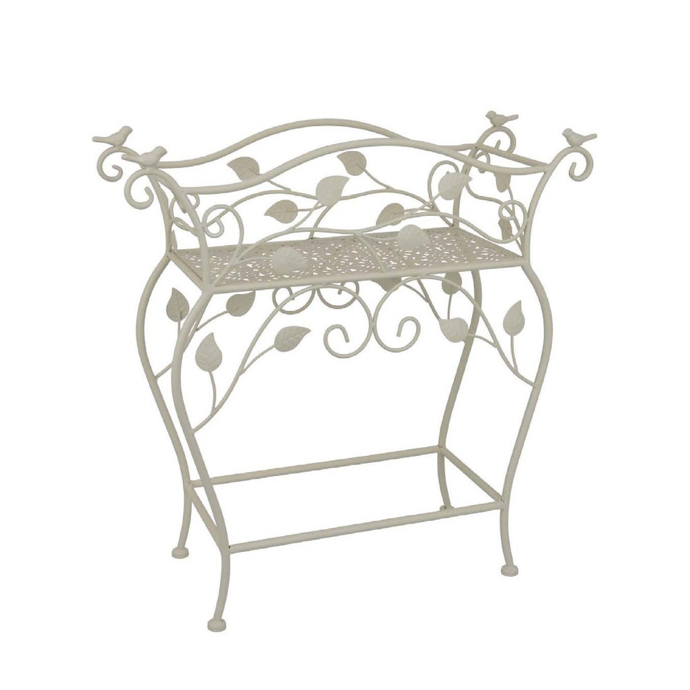 English Elm Philip Scrollwork Iron Plant Stand with Bird and Leaf Motifs for Cottage Garden Decor B056P417016