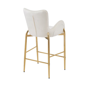 English Elm Christopher Knight Home® - 28.75inch Velvet Counter Height Stool Set of 2 with Tufted Back, Gold Frame & Foam Comfort, 265lb White N762P199823K