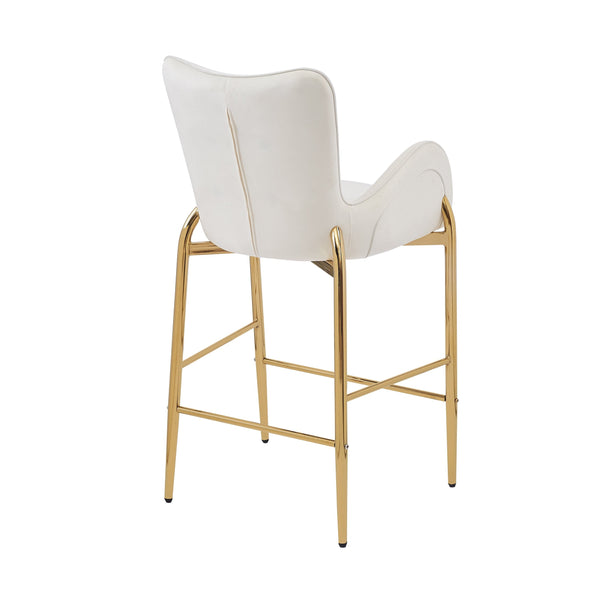 English Elm Christopher Knight Home® - 28.75inch Velvet Counter Height Stool Set of 2 with Tufted Back, Gold Frame & Foam Comfort, 265lb White N762P199823K