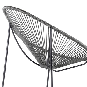 English Elm Lirren Steel Papasan Lounge Chair with Woven Rope Seat, Indoor/Outdoor Durable Design, No Assembly Required Gray B2736P354330