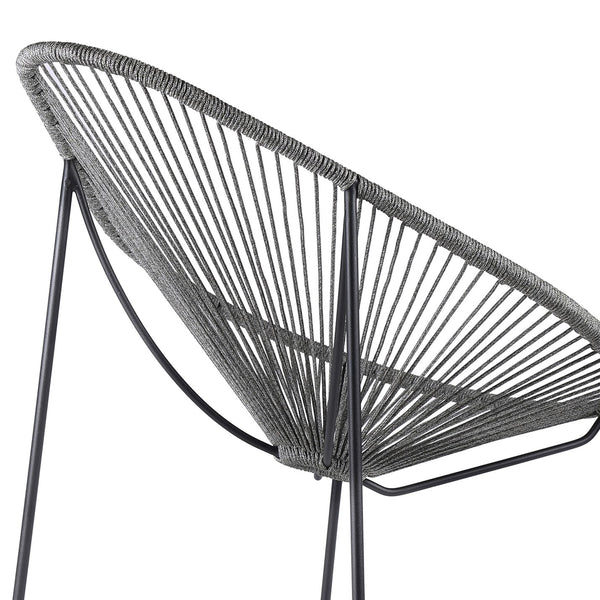 English Elm Lirren Steel Papasan Lounge Chair with Woven Rope Seat, Indoor/Outdoor Durable Design, No Assembly Required Gray B2736P354330