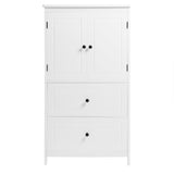 English Elm Bathroom Storage Cabinet, Cabinet With Two Doors and Drawers, Adjustable Shelf, Mdf Board, White