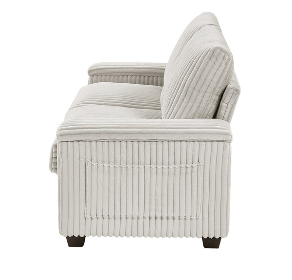 English Elm 71" Loveseat Plush Corduroy Small Sofa with Armrest Storage, USB Port, Solid Wood Frame, Beige W542P210606